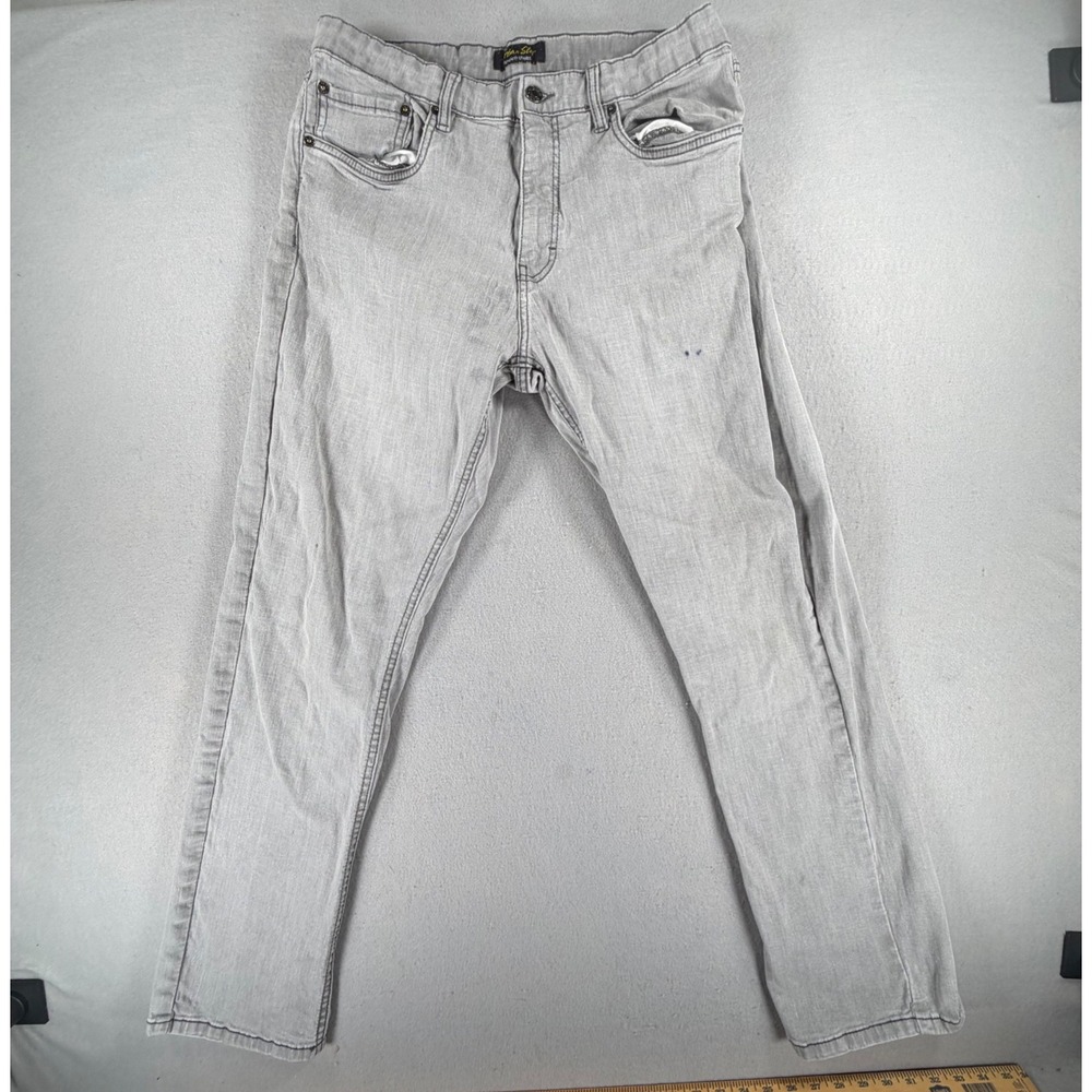 Urban Star Premium Apparel Mens 36x32 Gray Stretch Denim Straight Leg Jeans